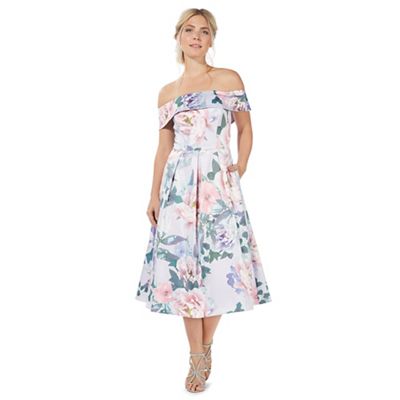 Lilac floral print prom dress